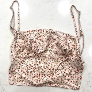 Backless cream crop silk top